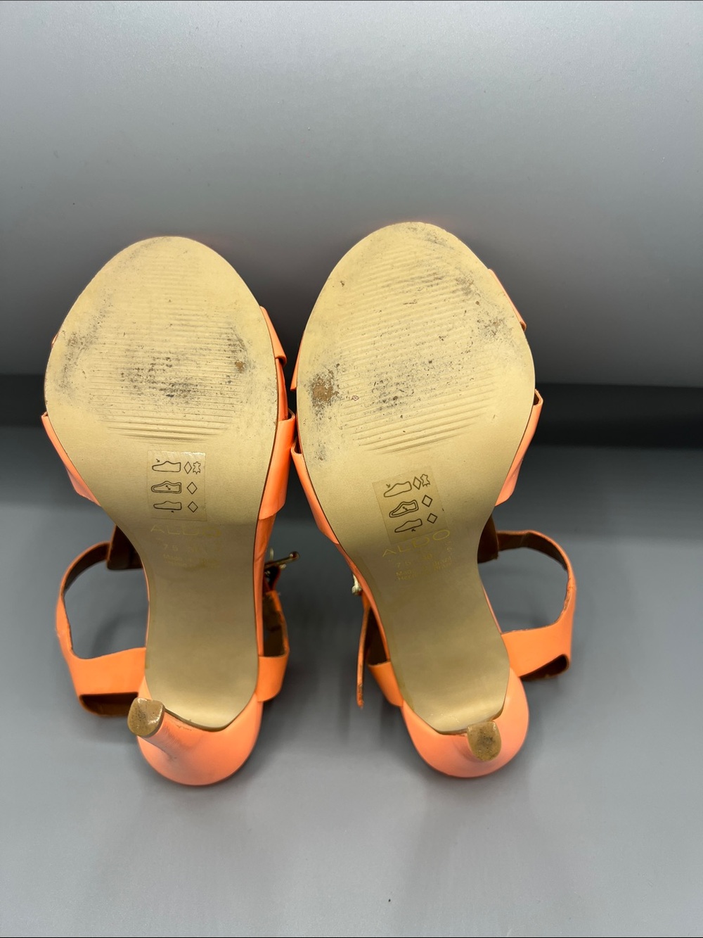 Aldo Women's Orange Strappy High-Heel Sandal size 7.5 - Picture 8 of 9